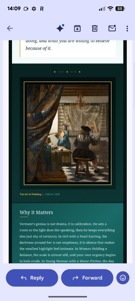 Daily Sublime phone view - Vermeer The Art of Painting